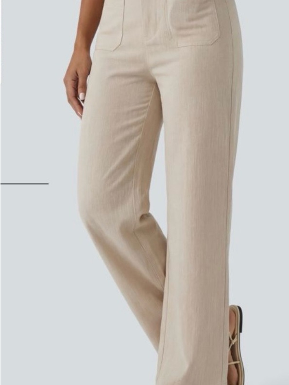 HALARA Wide-Leg High-Rise Pants in Beige